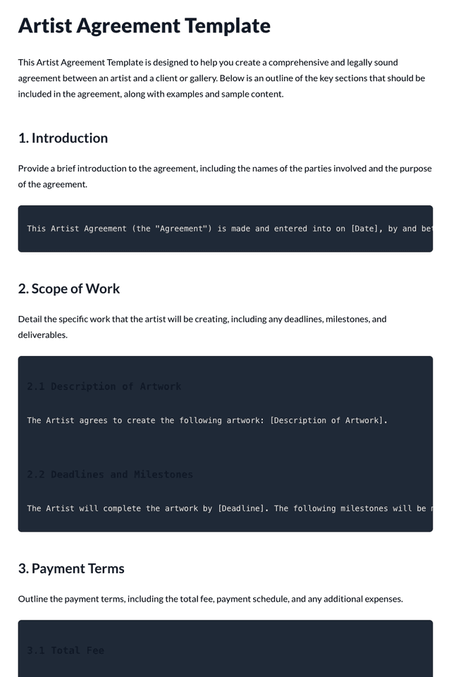 Artist Agreement Template