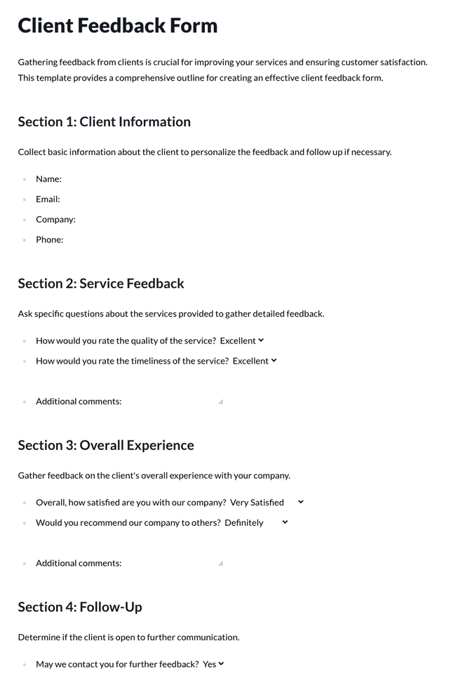 Client Feedback Form