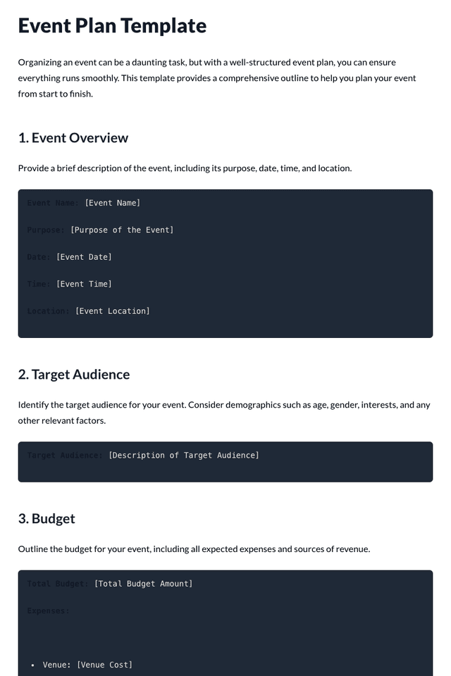 Event Plan Template