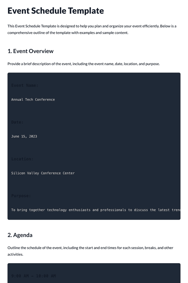 Event Schedule Template