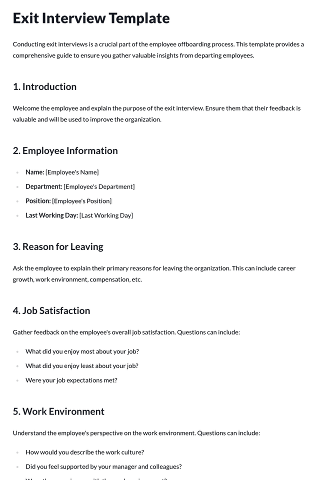 Exit Interview Template