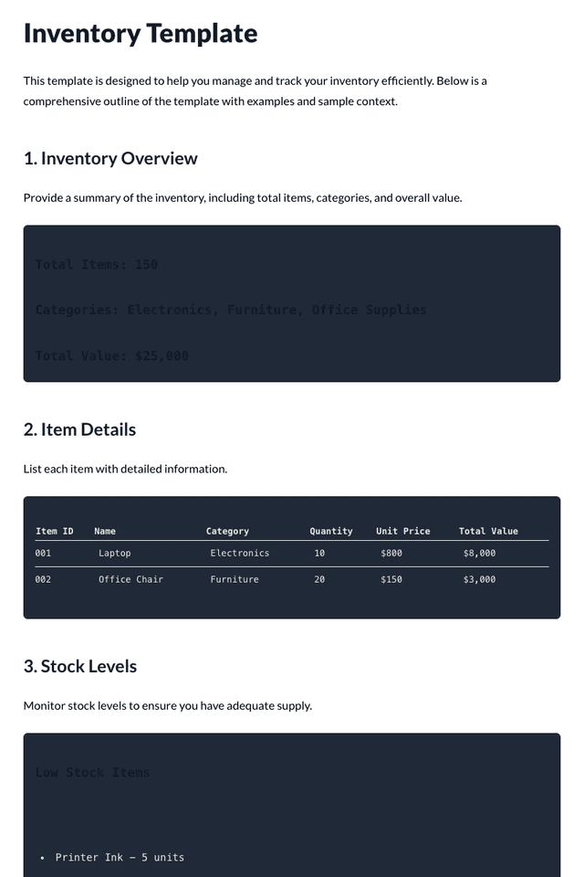 Inventory Template