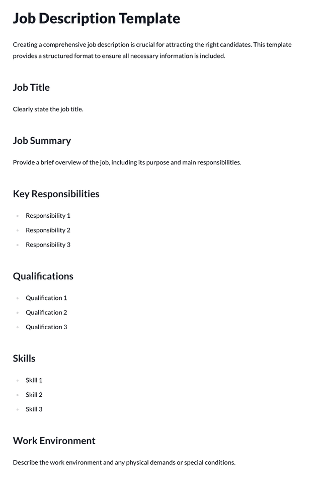 Job Description Template