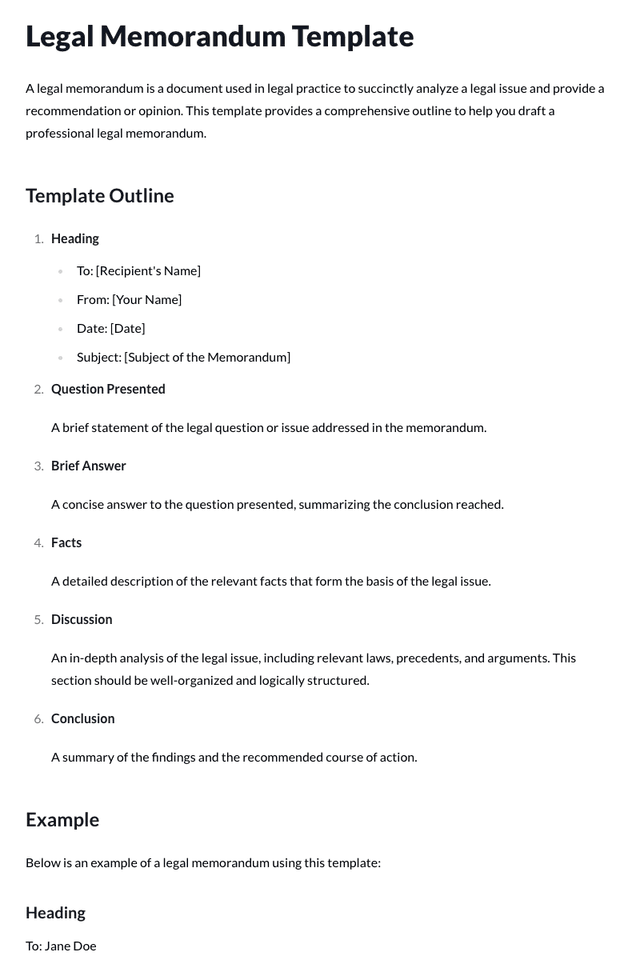 Legal Memorandum Template