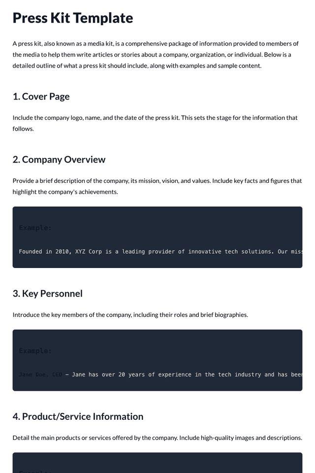 Press Kit Template