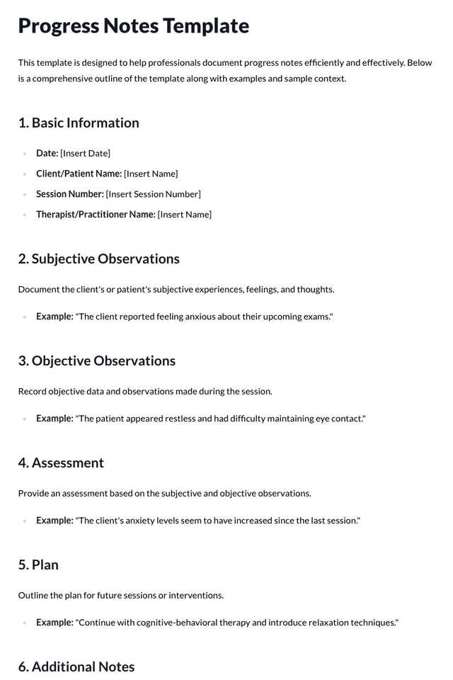 Progress Notes Template