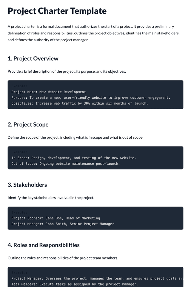 Project Charter Template