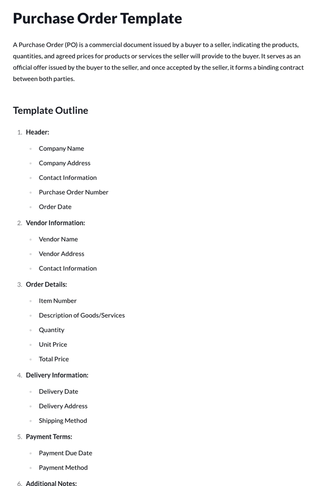 Purchase Order Template