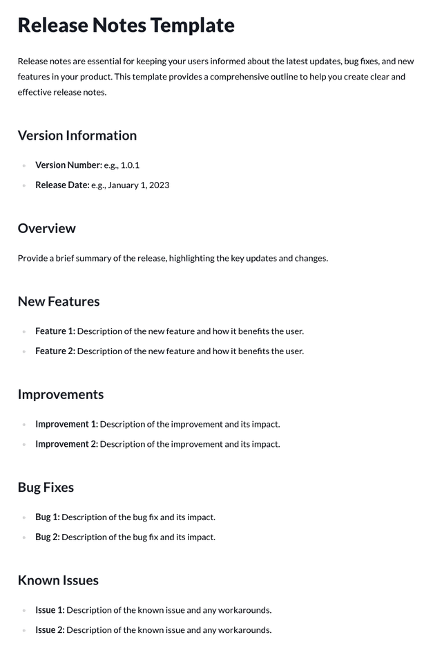 Release Notes Template