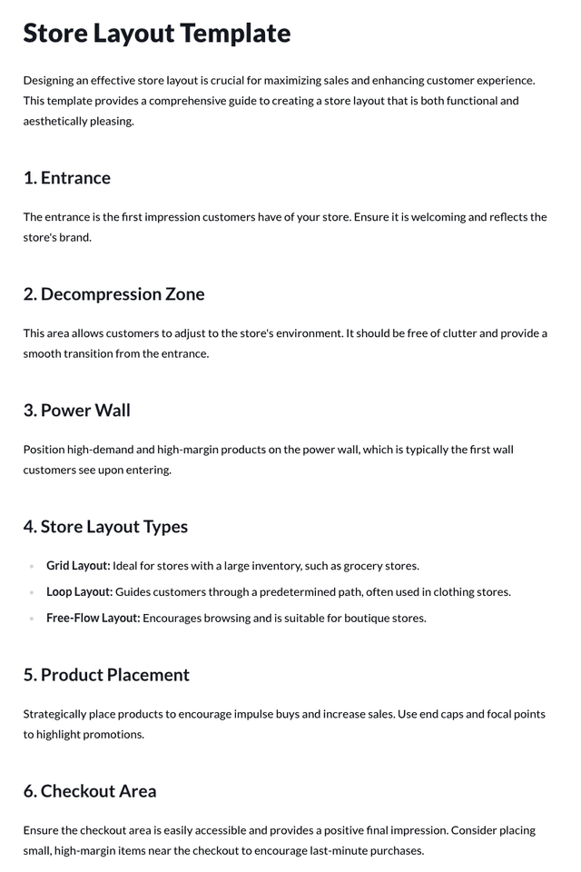 Store Layout Template