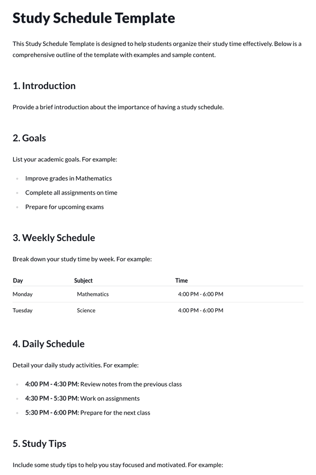 Study Schedule