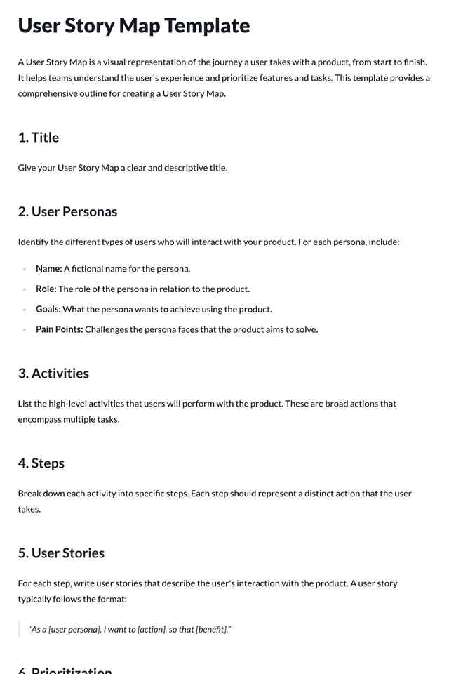 User Story Map