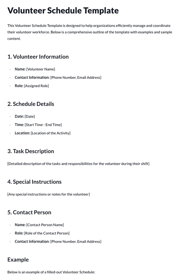 Volunteer Schedule