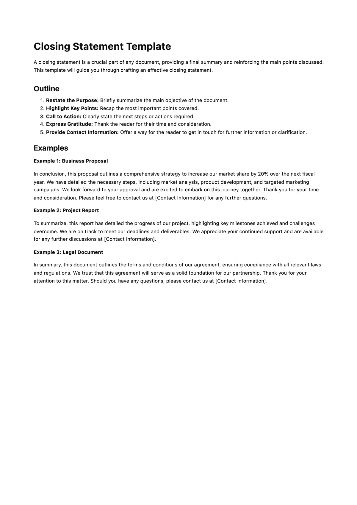 Closing Statement Template