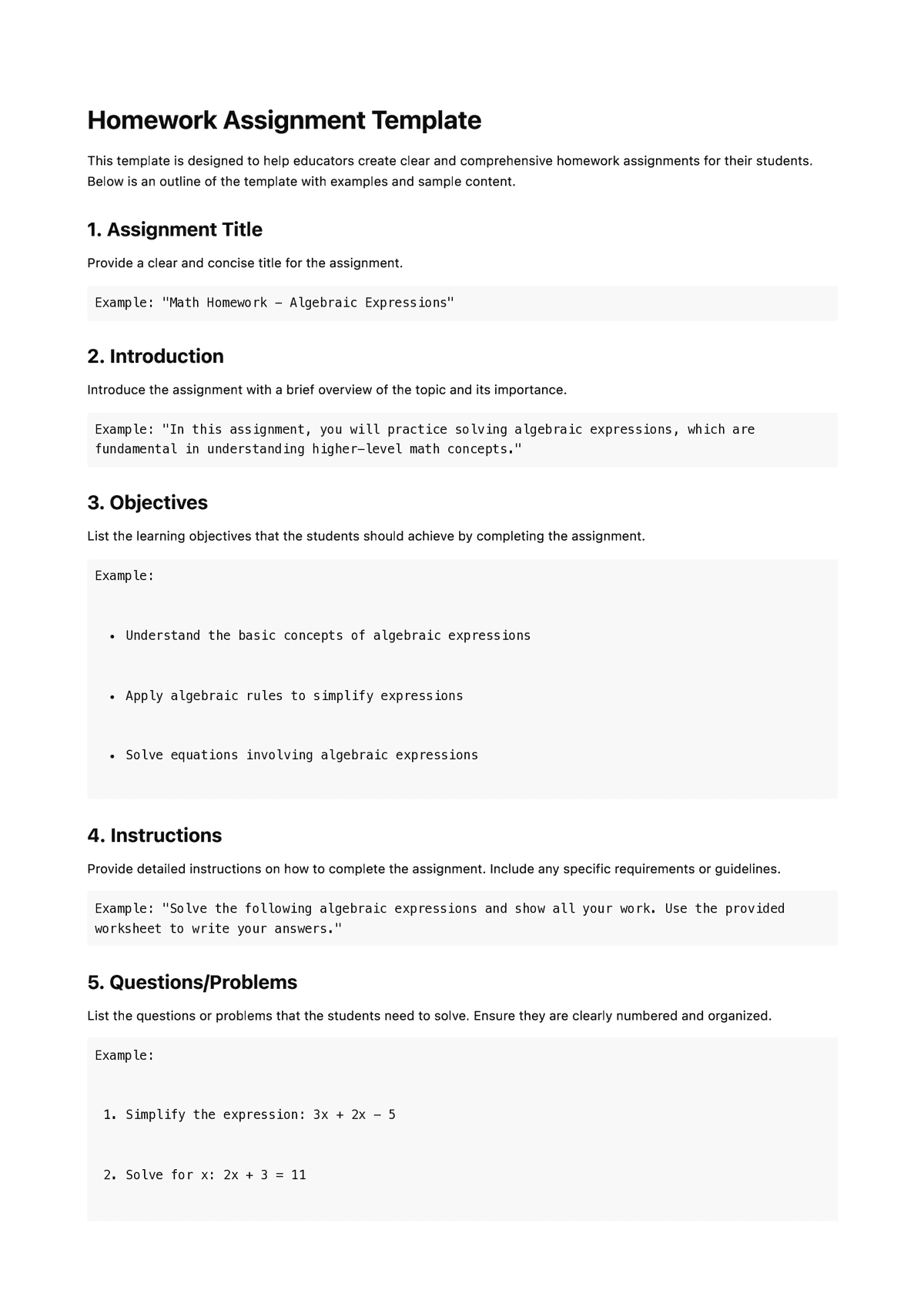 Homework Assignment Template