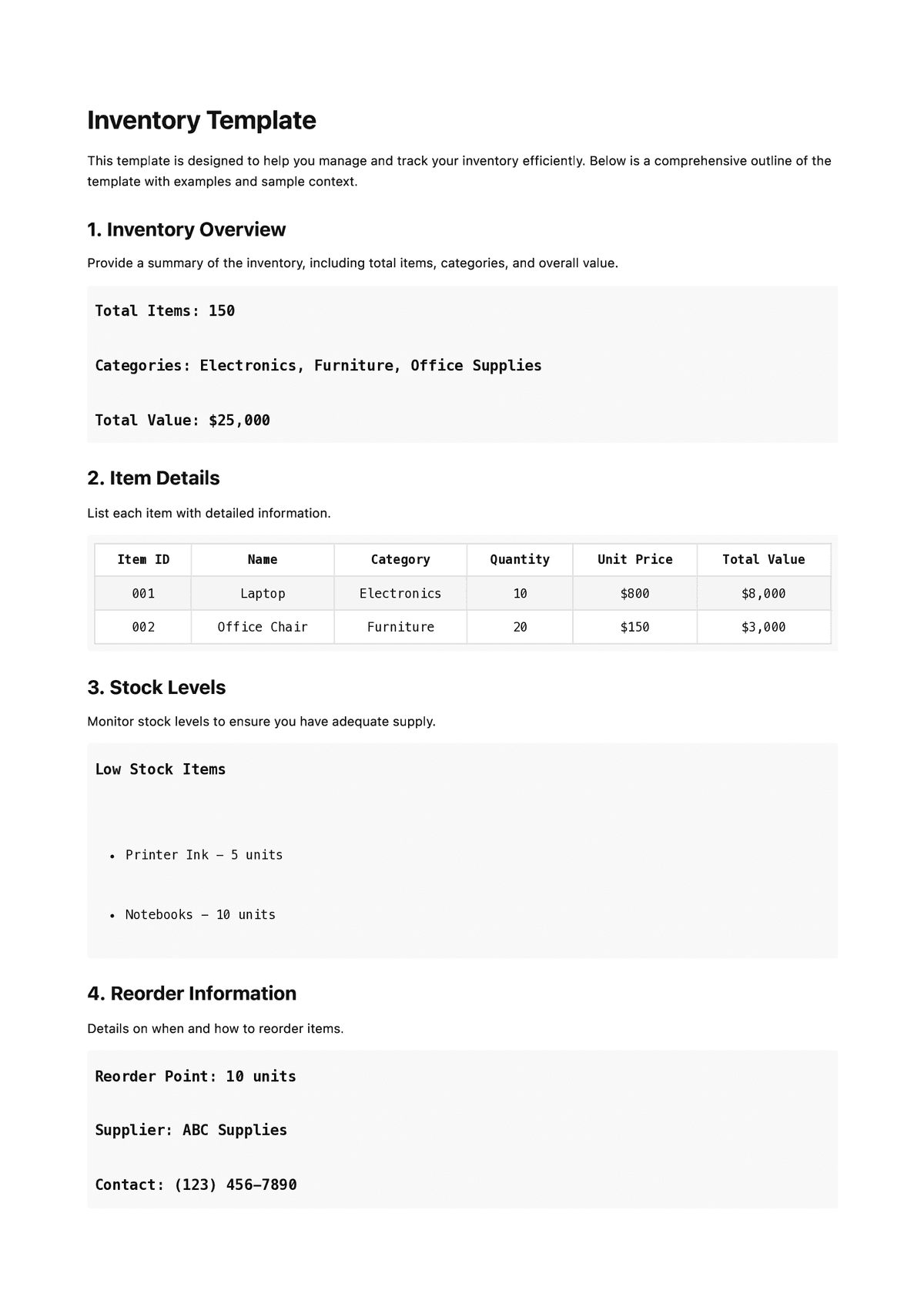 Inventory Template