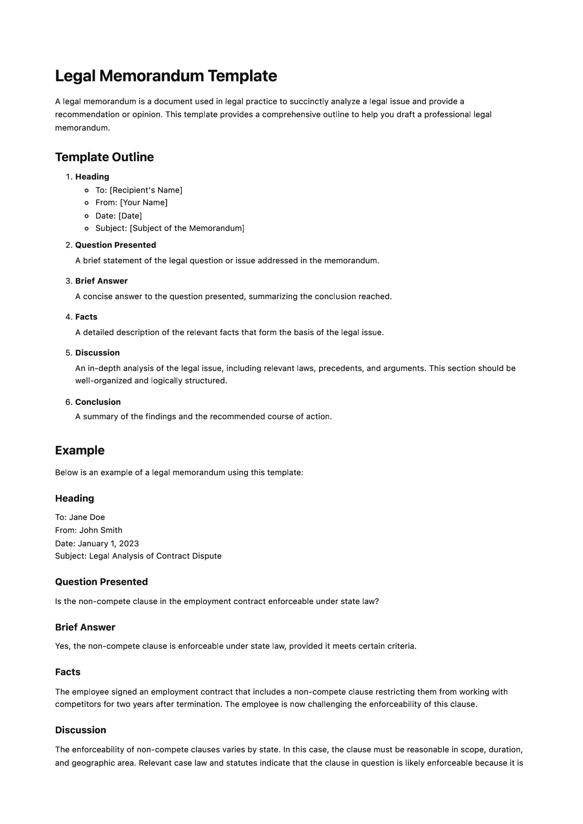 Legal Memorandum Template