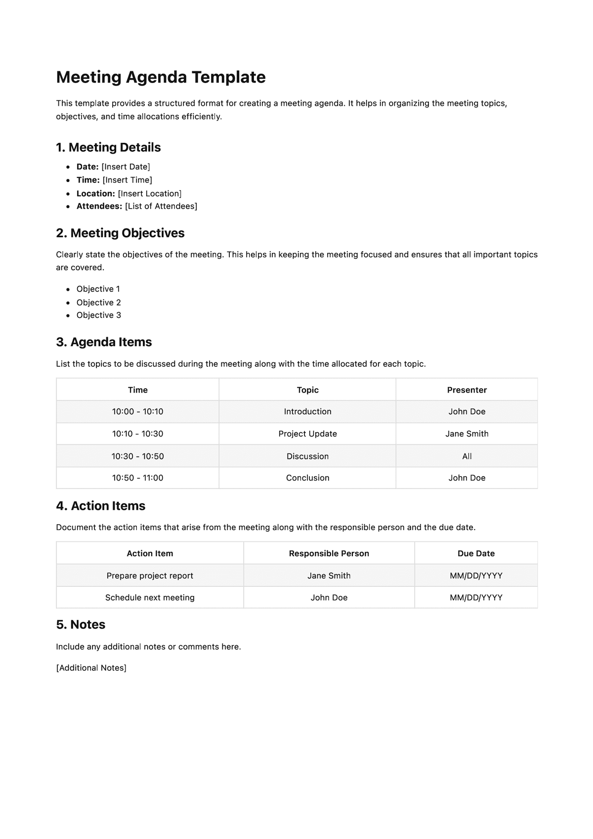 Meeting Agenda