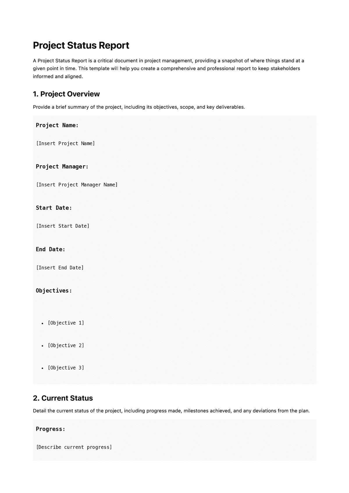 Project Status Report