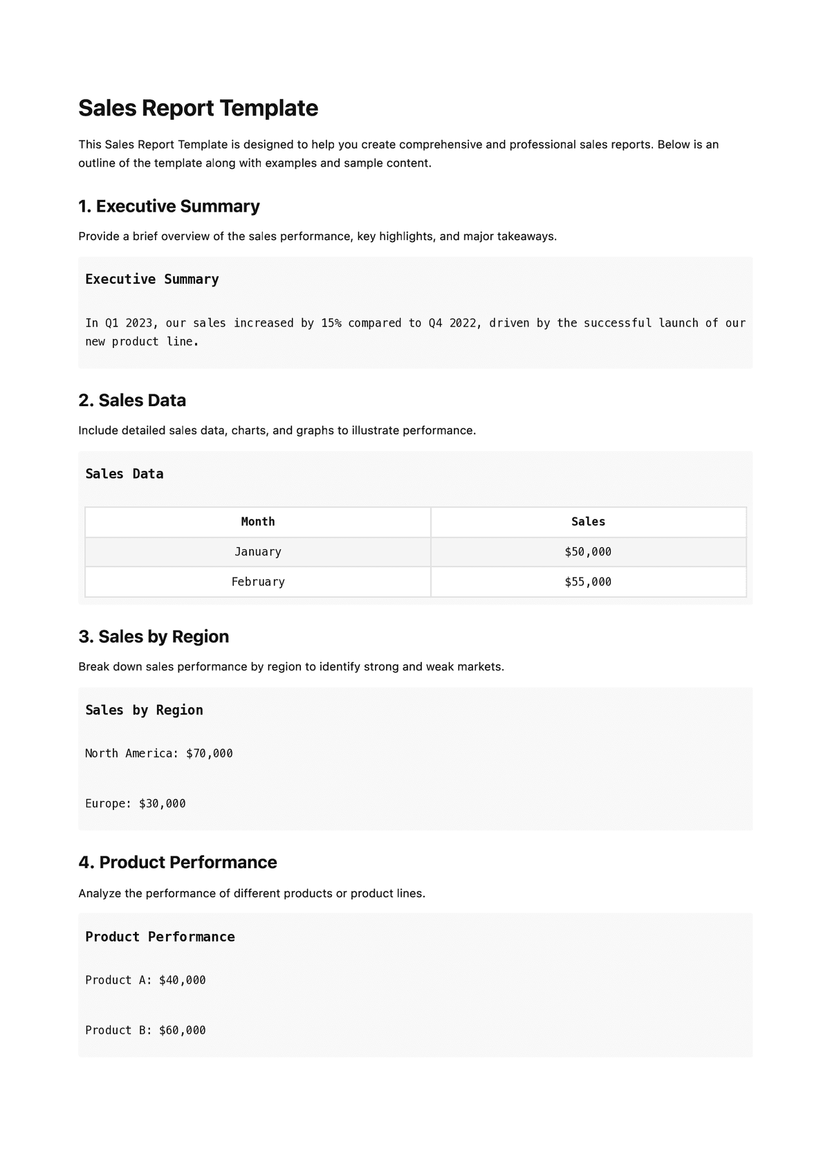 Sales Report Template