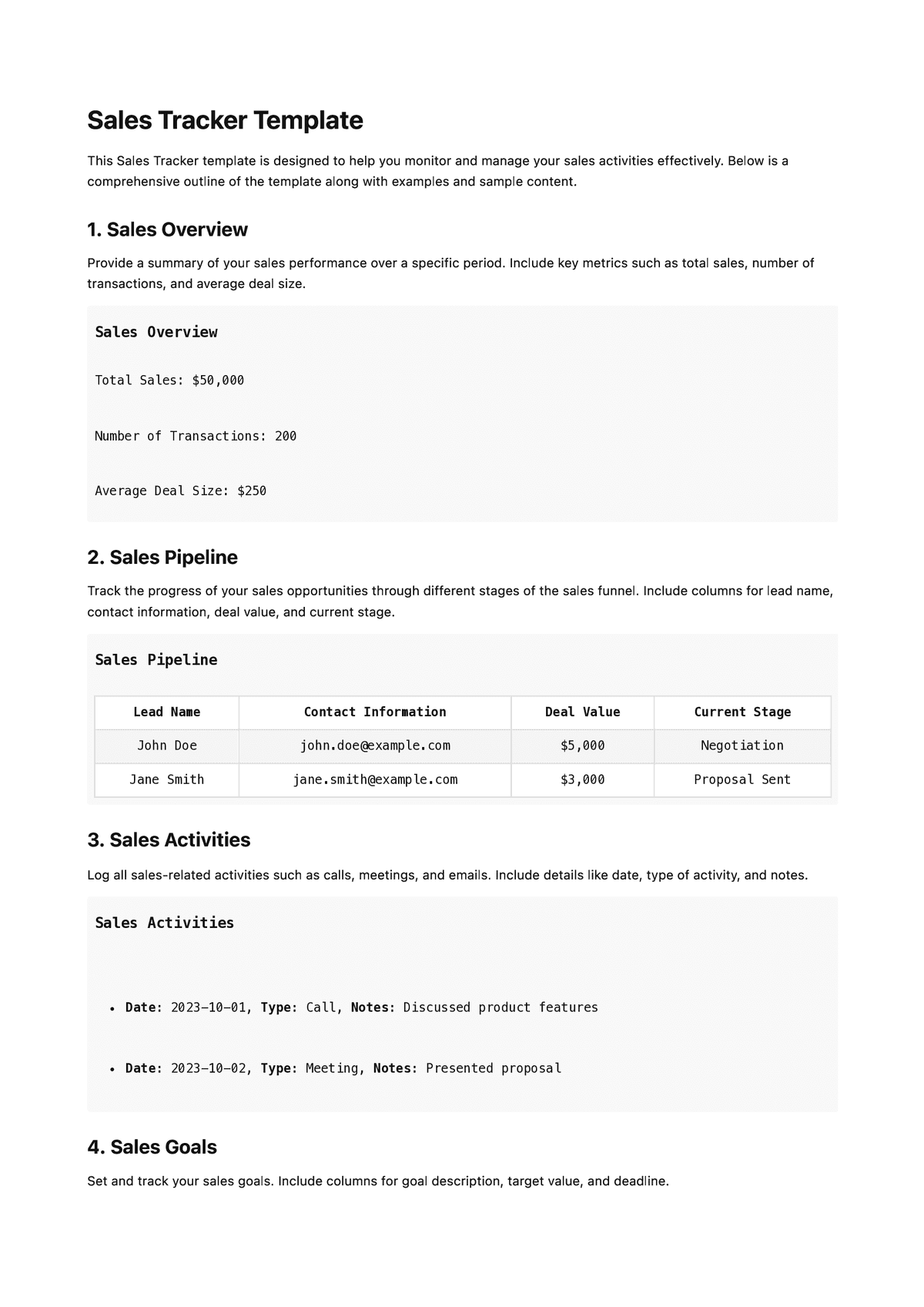 Sales Tracker