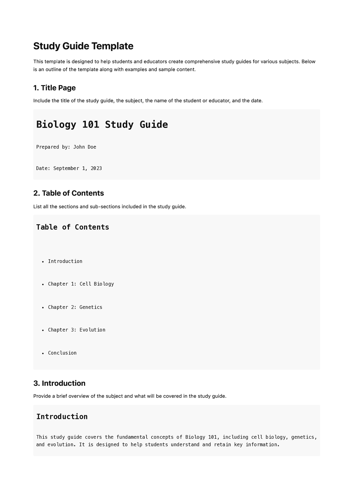 Study Guide Template